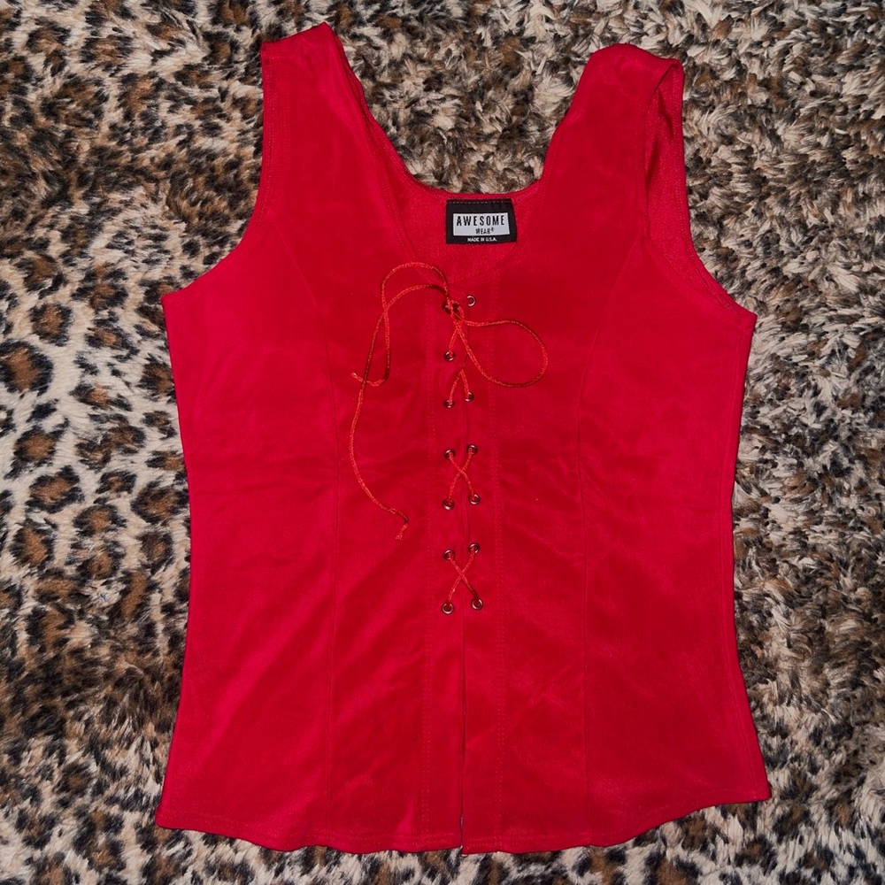 Red Lace-Up Women's Top